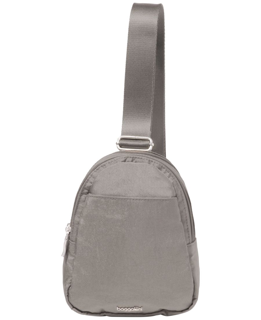 

Миниатюрная сумка через плечо с двойной молнией Baggallini, Sterling Silver