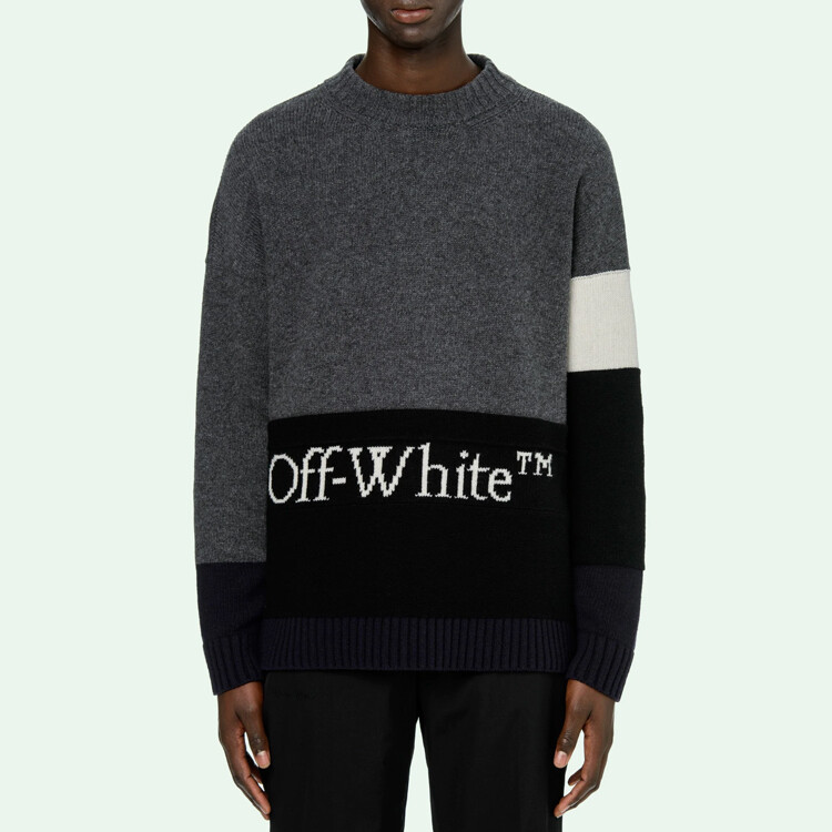 Осень/Зима20 Свитер мужской темно-серый Off-White, темно-серый — фото 4