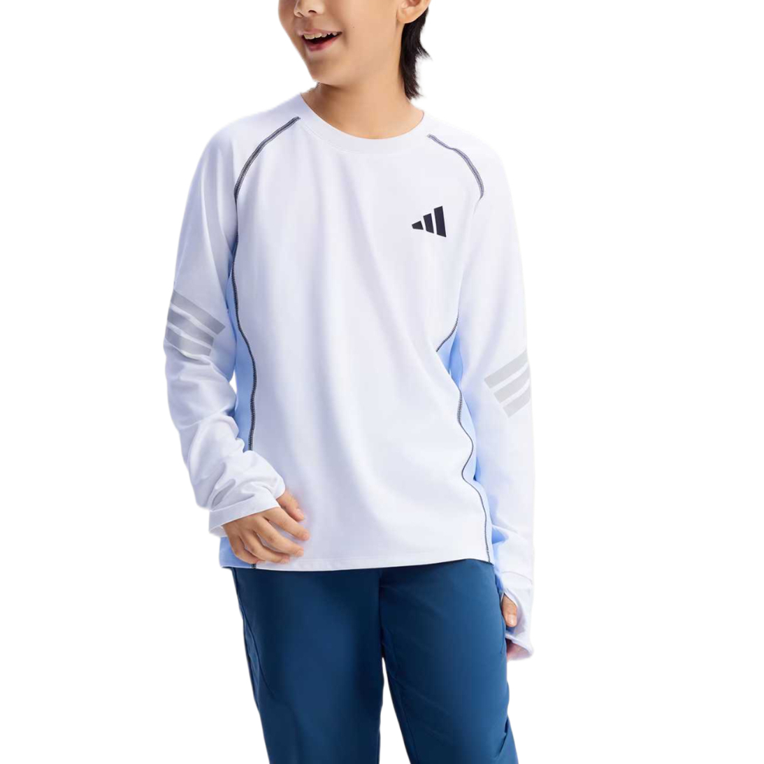 Футболка для детей Crew Neck Moderate Adidas, белый/glossy finish синий — фото 4