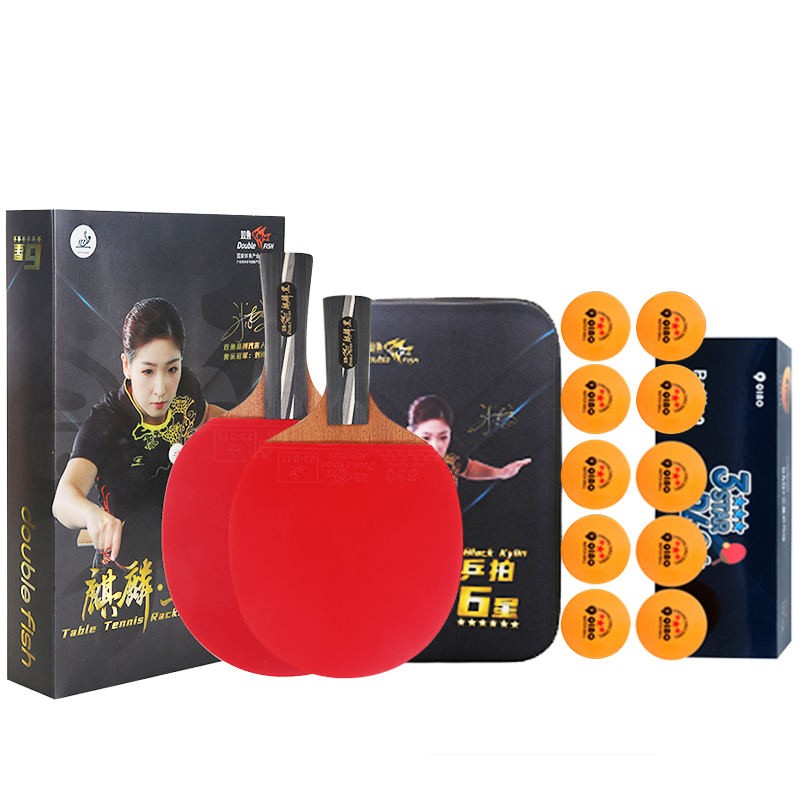

Ракетка для настольного тенниса DOUBLEFISH All Wood DOUBLE FISH, [amateur expert edition]-qilin черный 6 star-shakehand grip+penhold grip-double rackets