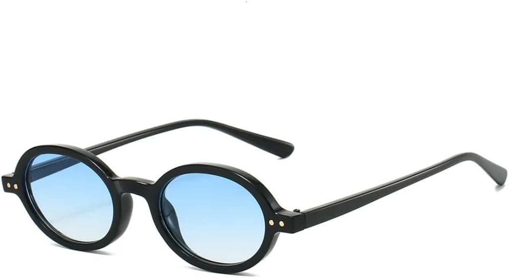 

Модные маленькие овальные солнцезащитные очки для женщин в винтажном стиле с заклепками, панк-стиль, оранжевые, чайные оттенки, защита от УФ-излучения UV400, солнцезащитные очки для мужчин UUPTTPL, Black Blue