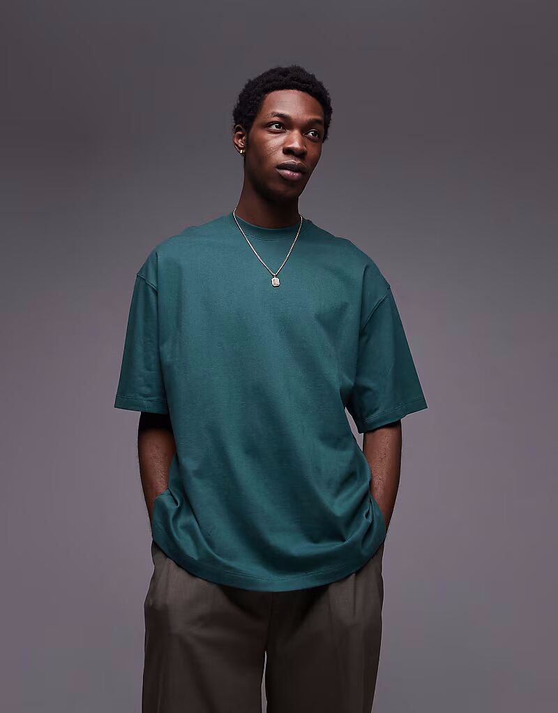 

Футболка Topman extreme oversize темно-зеленого цвета