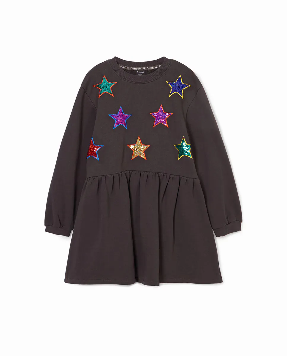 

Платье для девочки из свитшотовой ткани со звездами Desigual, синий