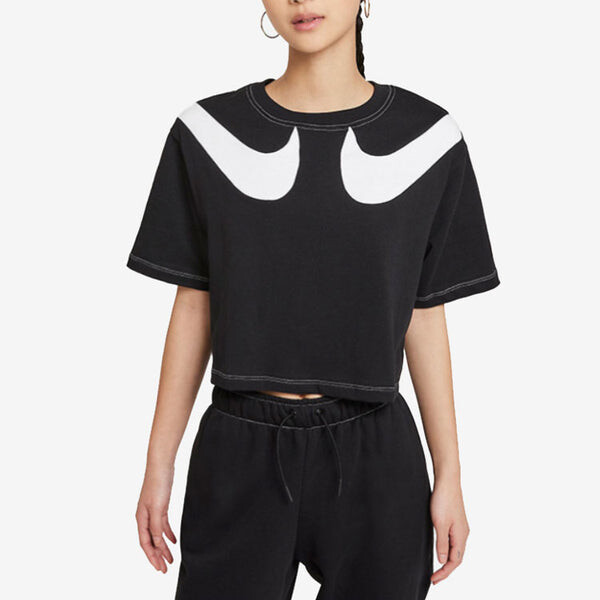 Футболка (WMNS) Nike AS W Nike Sportswear SWSH GX MOD CROP SS T Black, черный — фото 3