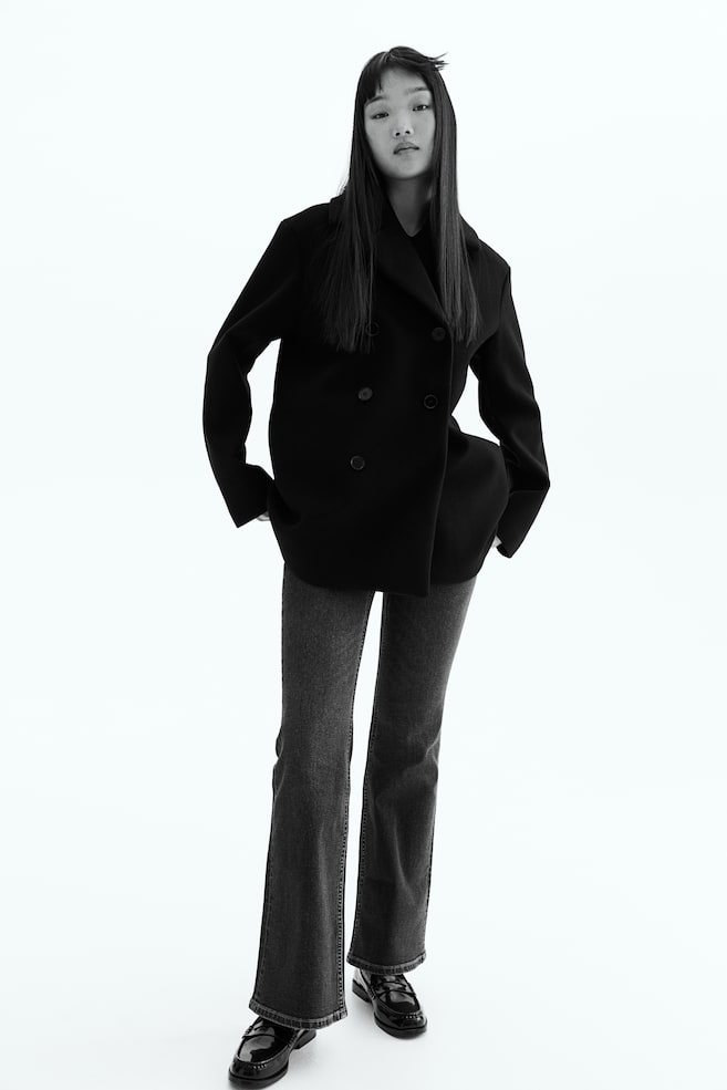 

Двубортное фетровое пальто H&M, черный