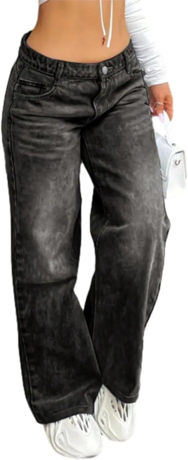 Джинсы свободные, Wide Leg, Trendy Pants, серые