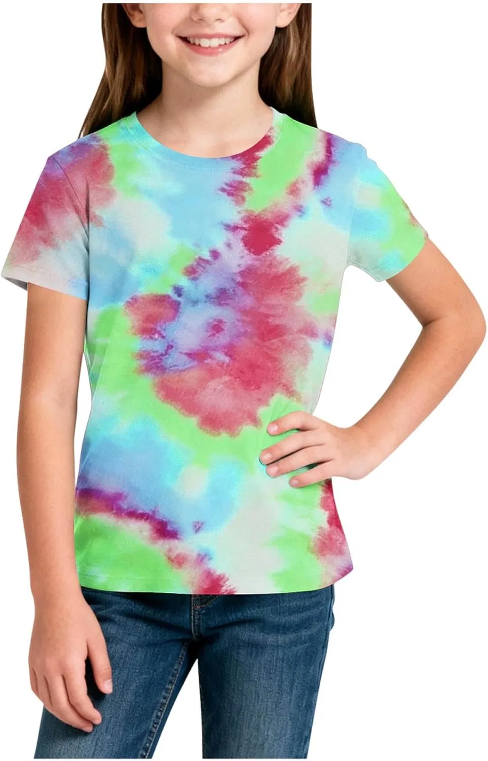 Футболка для девочек с tie-dye принтом Zzalalana, красная — фото 2