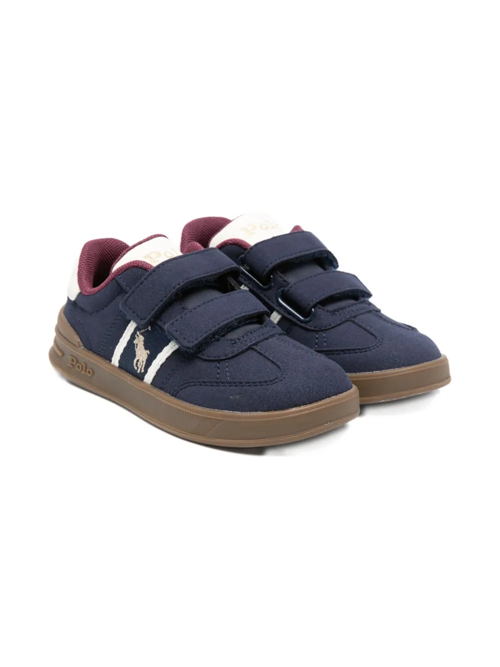 

Кроссовки с полосками и застежкой на липучке Polo Ralph Lauren Kids, синий