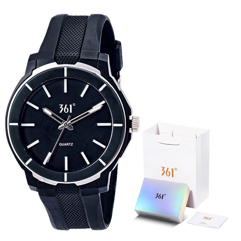 

361° Часы с кварцевым механизмом унисекс, черный циферблат