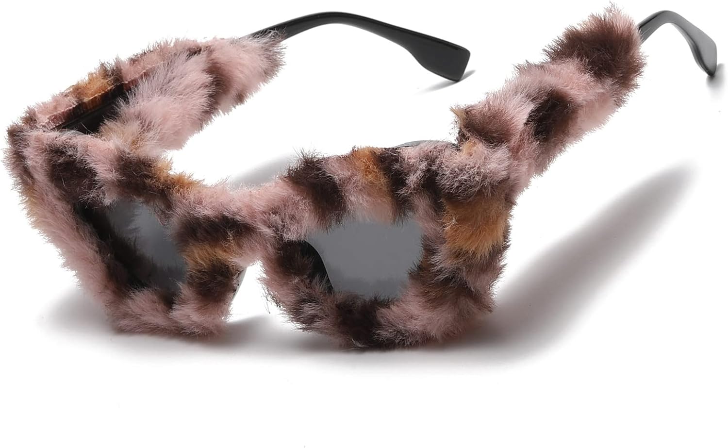 

LASPOR Женские плюшевые пушистые солнцезащитные очки «кошачий глаз» в стиле панк, мягкие бархатные очки, защита от УФ-излучения UV400, ручная работа, очки для вечеринок, Leopard