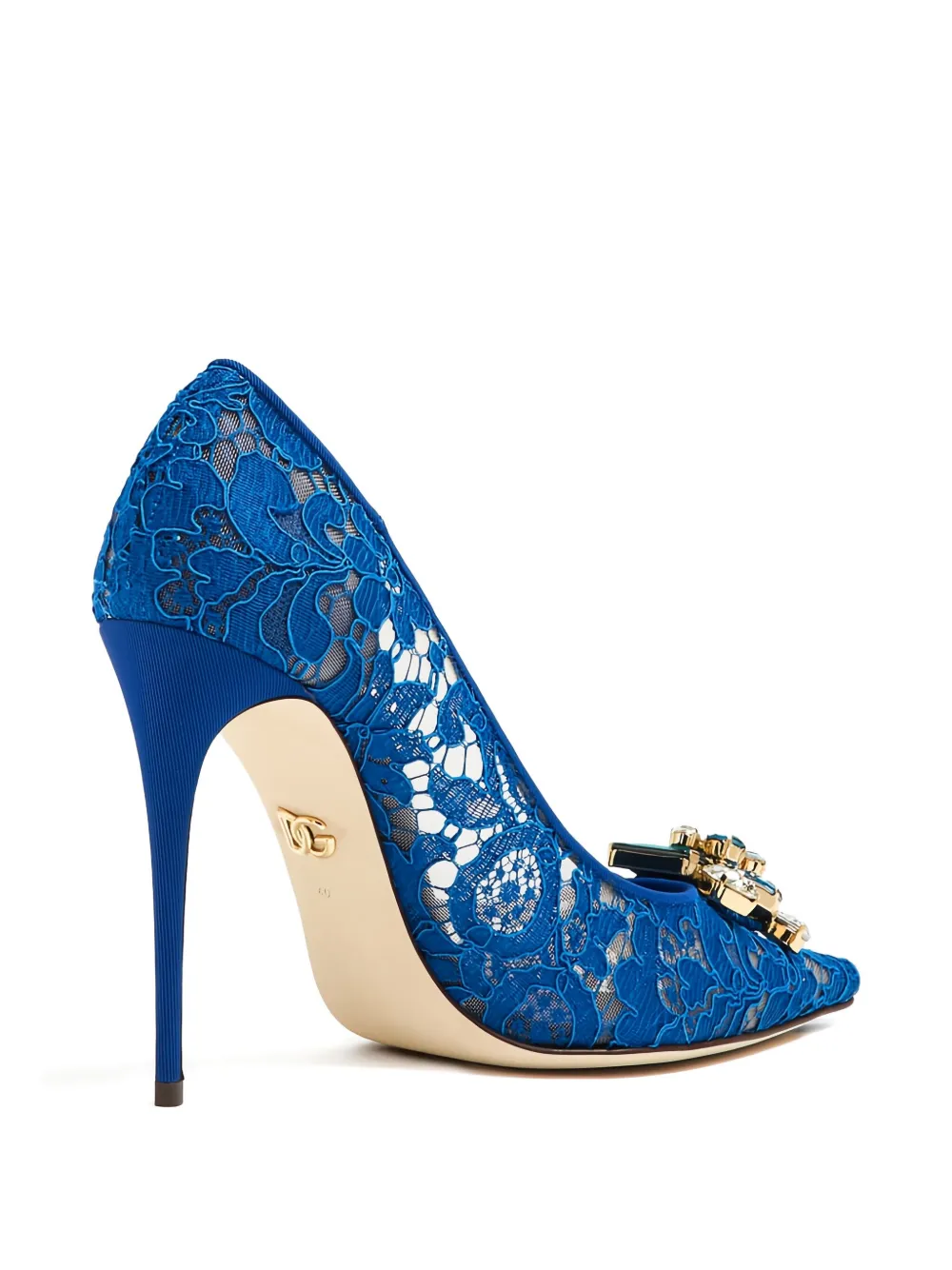 Туфли-лодочки Rainbow Lace, 105 мм, украшенные драгоценными камнями DOLCE & GABBANA, синий — фото 3