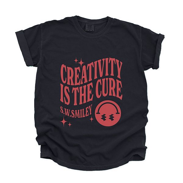

SWSmiley creativity is the cure - футболка с принтом, окрашенная в стиле garment dyed Simply Sage Market, Black