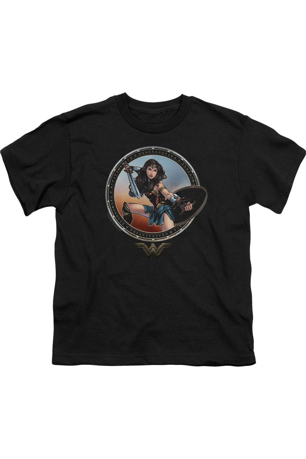 

Футболка молодежная с коротким рукавом "Чудо-женщина" в боевой позе Gildan, черный