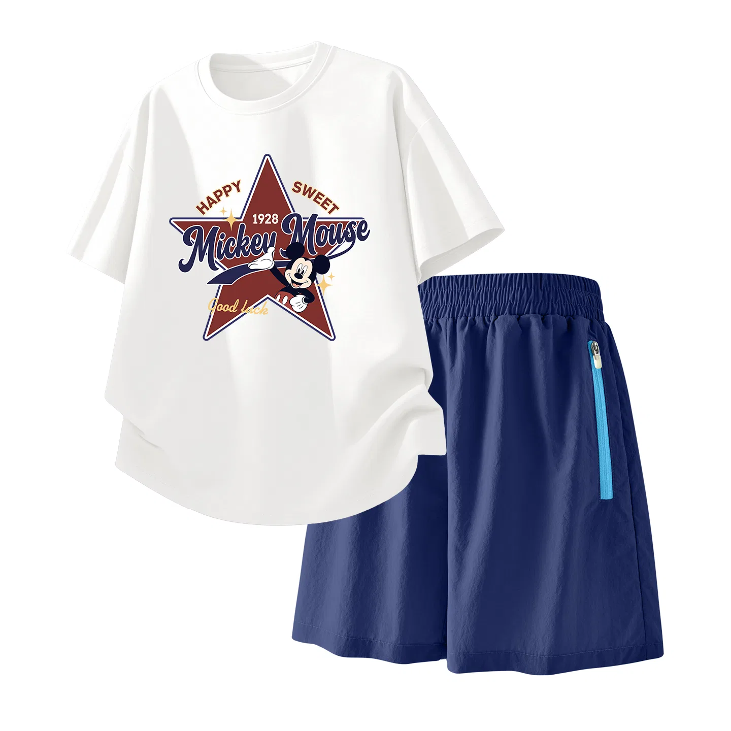 Детский спортивный костюм Casual Sportswear 2 Piece Set Disney, Indigo Star Sparkle Mickey White+Solid Color Deep Sea Blue