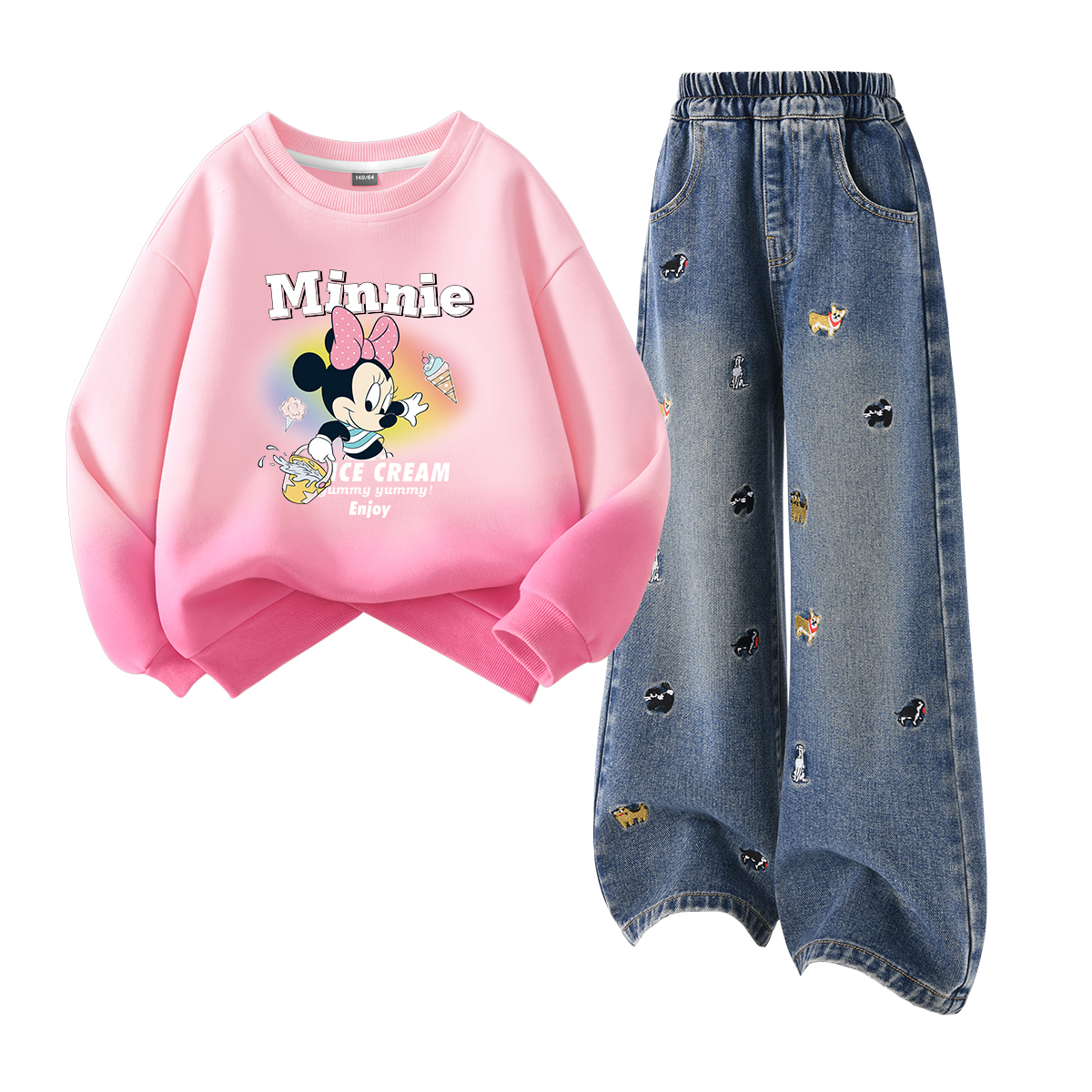 

Детская повседневная спортивная одежда Disney, Dazzling Berry Pink+Solid Color Denim Blue