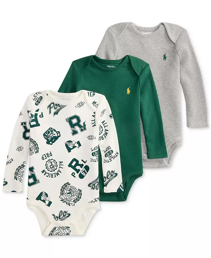 

Комплект из 3 хлопковых боди для мальчиков Baby Boys Polo Ralph Lauren, мультиколор