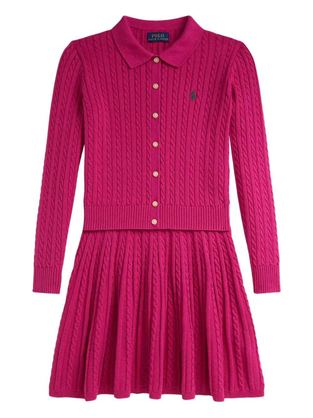 

Комплект из топа и юбки фактурной вязки POLO RALPH LAUREN KIDS, розовый