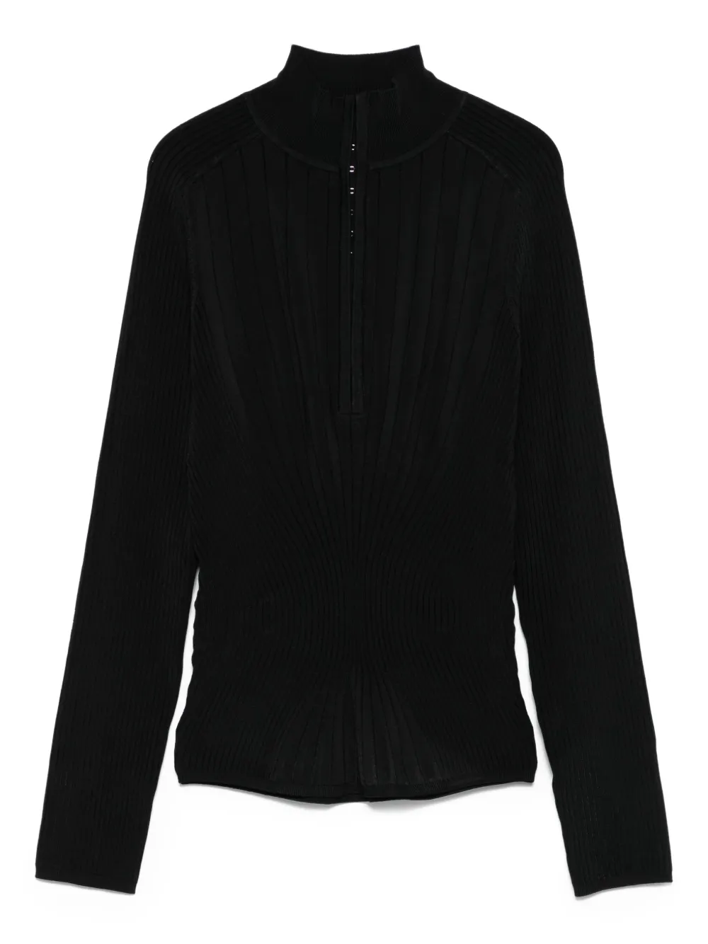 

Ребристый джемпер с высоким воротом Mugler, черный