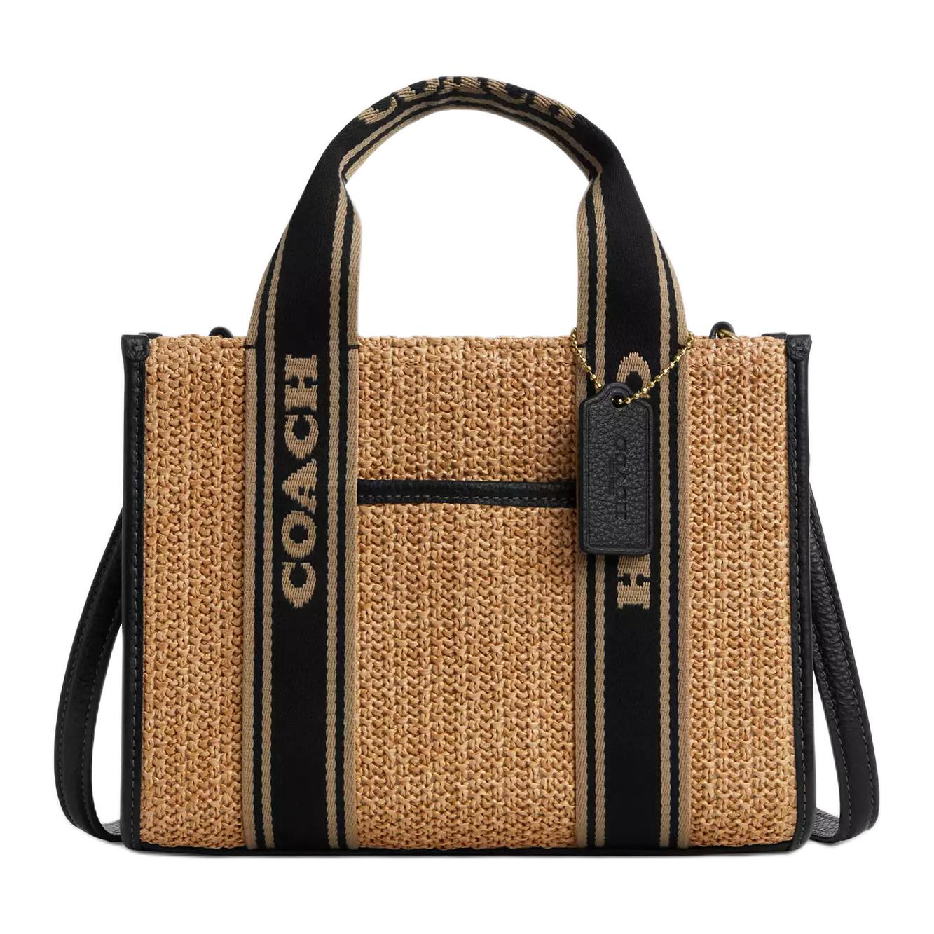 

COACH Сумка тоут из соломки с кожаными деталями