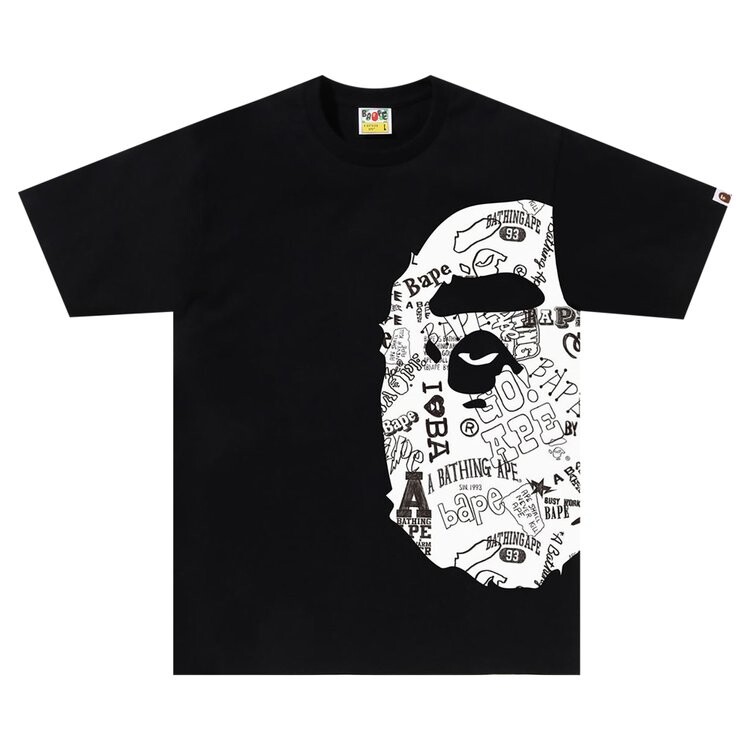 

Футболка BAPE Hand Drawn Pattern Side Big Ape Head Tee, черный