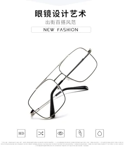 

Солнцезащитные очки 2027 Square Double Beam для женщин и мужчин, оправа из металлического сплава, винтажные зеркальные очки большого размера MTZJH, White Siver