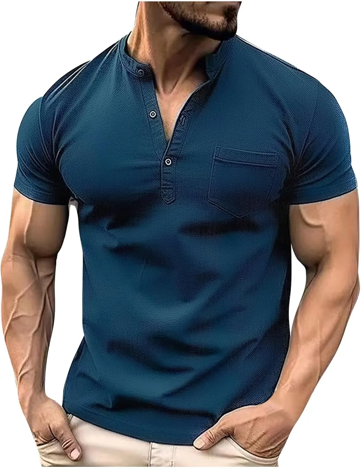 

Мужская футболка Henley с коротким рукавом Slim Fit для тренировок