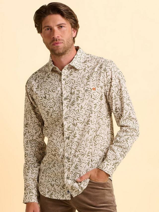 

Хлопковая рубашка Bexwell Regular Fit с принтом листьев Brakeburn, Cream