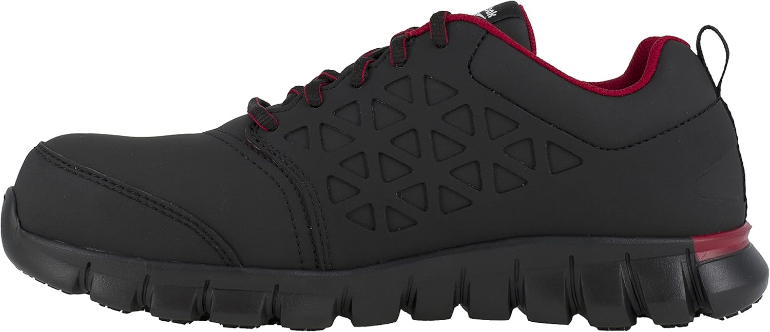 Мужские рабочие кроссовки Reebok Work Sublite Cushion с электрозащитным носком из сплава - черные, черный/красный — фото 3