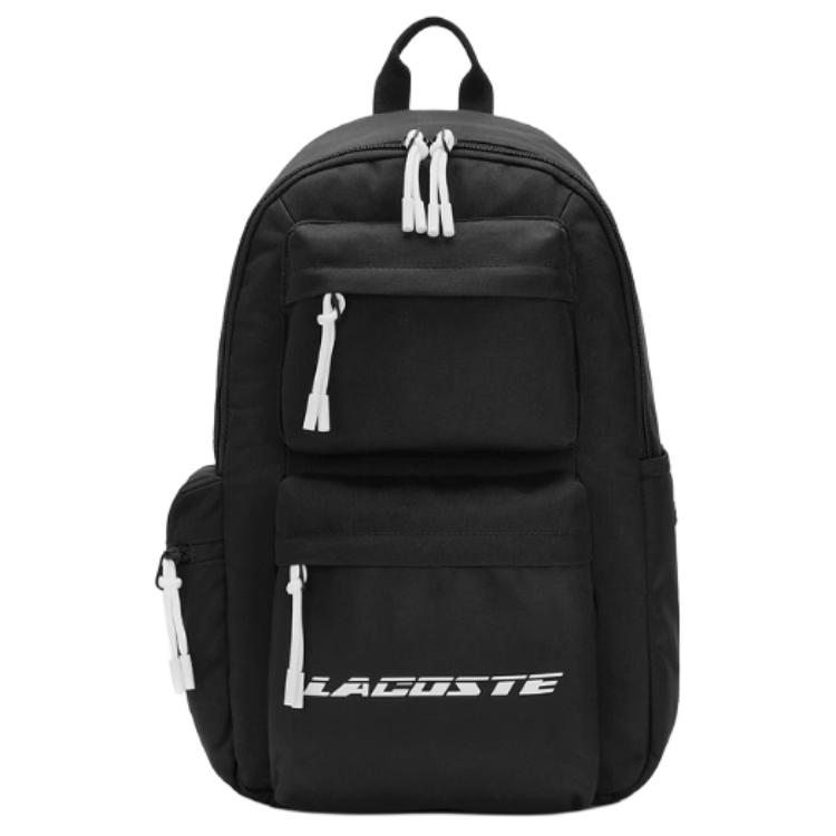 

LACOSTE Полиэстеровый рюкзак средний размер унисекс черно-белый, Black