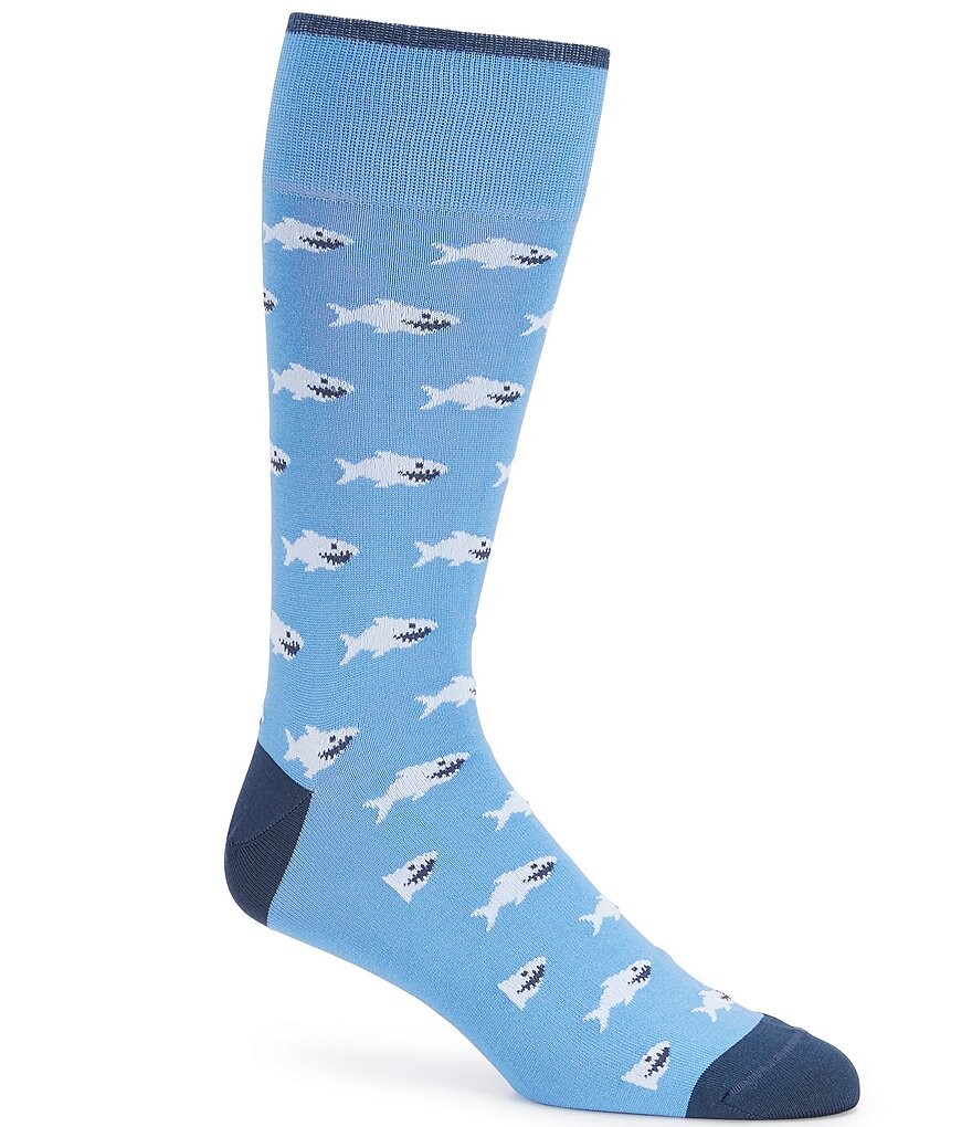 

Мужские носки из хлопка Johnston & Murphy Shark Pima Shark, синий