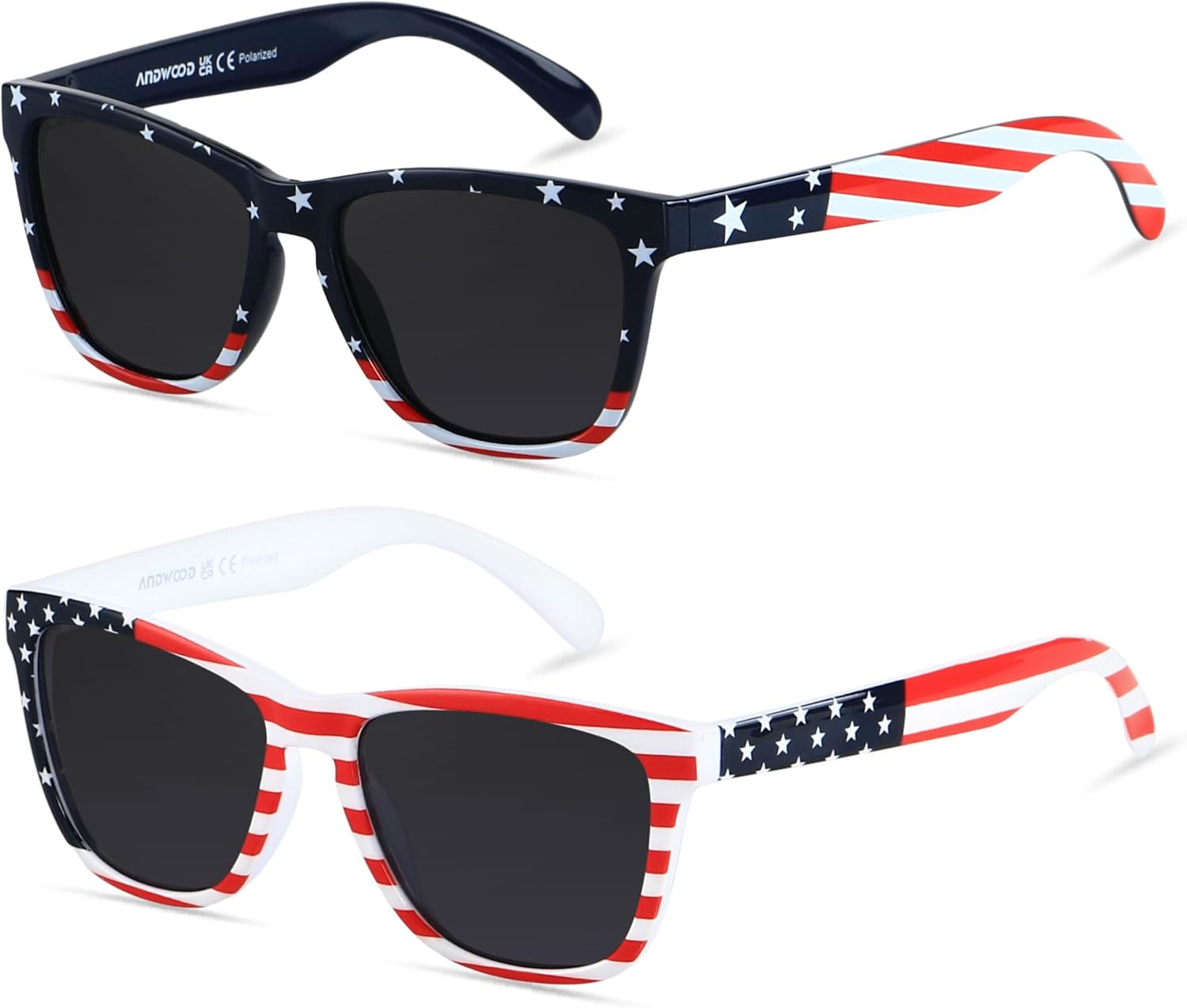 

Солнцезащитные очки ANDWOOD для женщин и мужчин, зеркальные, с защитой от УФ-излучения, милые, забавные, для девочек-подростков, солнцезащитные очки для активного отдыха и бега, (2pack Polarized) American Flag