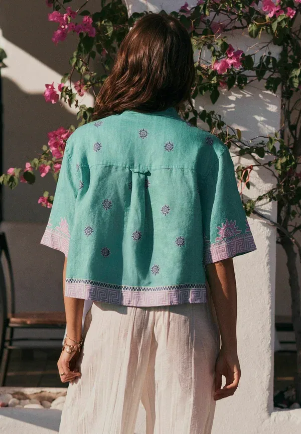 Блуза Next, Button down blouse, зеленый абстрактный принт