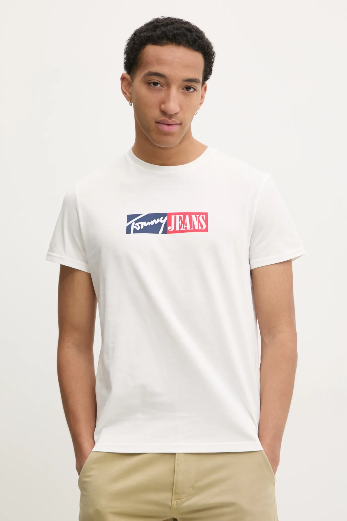 

Хлопковая футболка Tommy Jeans, бежевый