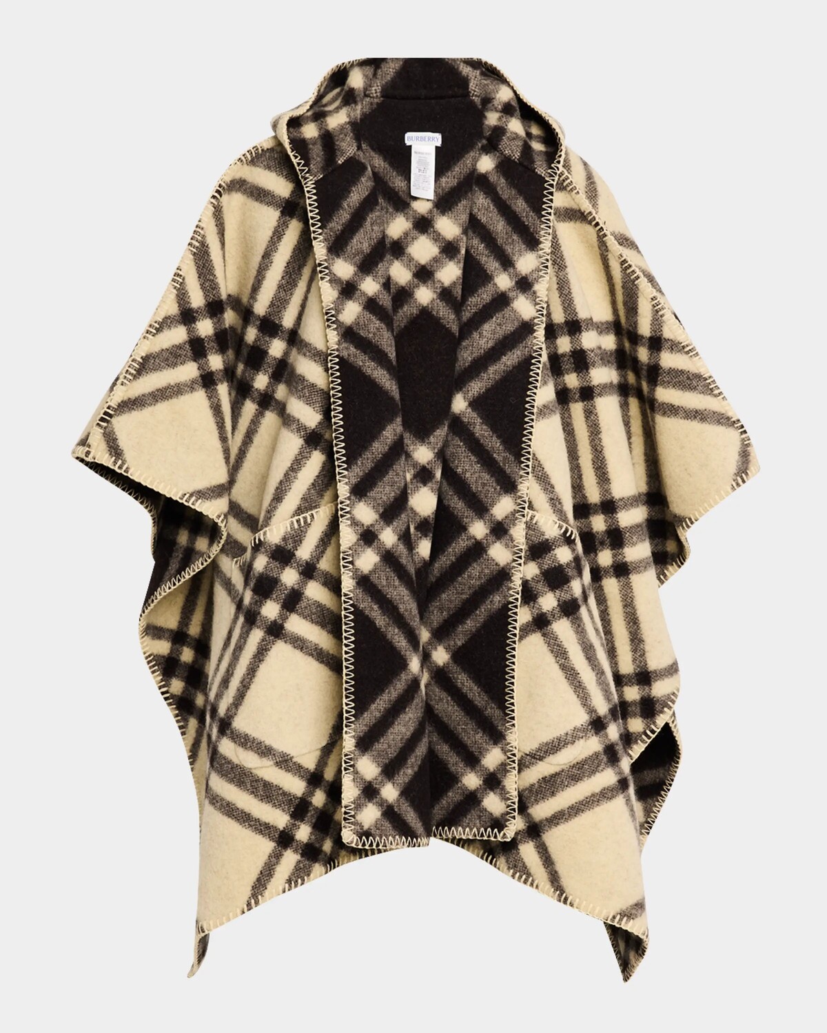 

Двусторонняя клетчатая накидка с капюшоном «Catherine» Burberry, цвет Candle