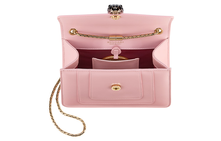 Bvlgari Сумка-мессенджер Serpenti Forever Series из телячьей кожи, маленькая, женская, розовая — фото 4
