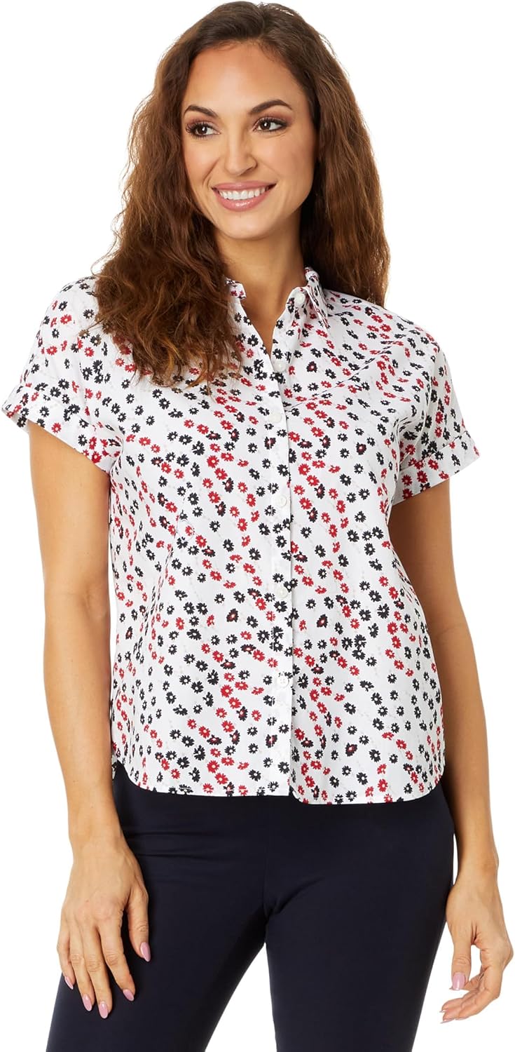 

Женская рубашка с короткими рукавами и мелким цветочным принтом от Tommy Hilfiger, Scarlet Multi