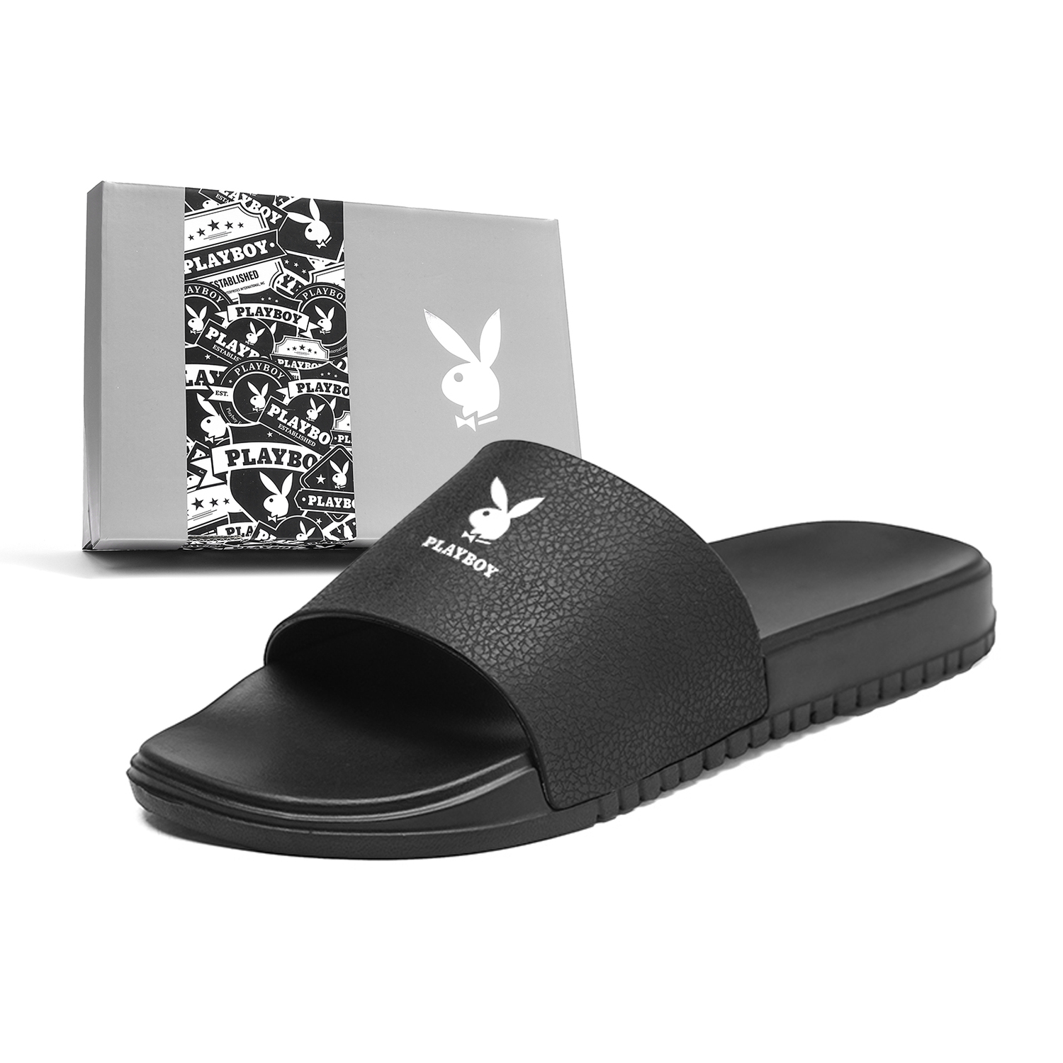 

Playboy Слайдеры мужские черные/хаки/белые - черные, цвет Black