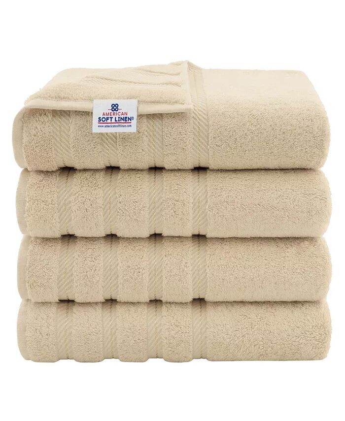 

Роскошный набор из 4 банных полотенец Edison из 100% турецкого хлопка American Soft Linen, бежевый