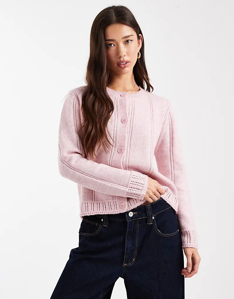 

Кардиган Pieces с текстурой бледно-розового цвета