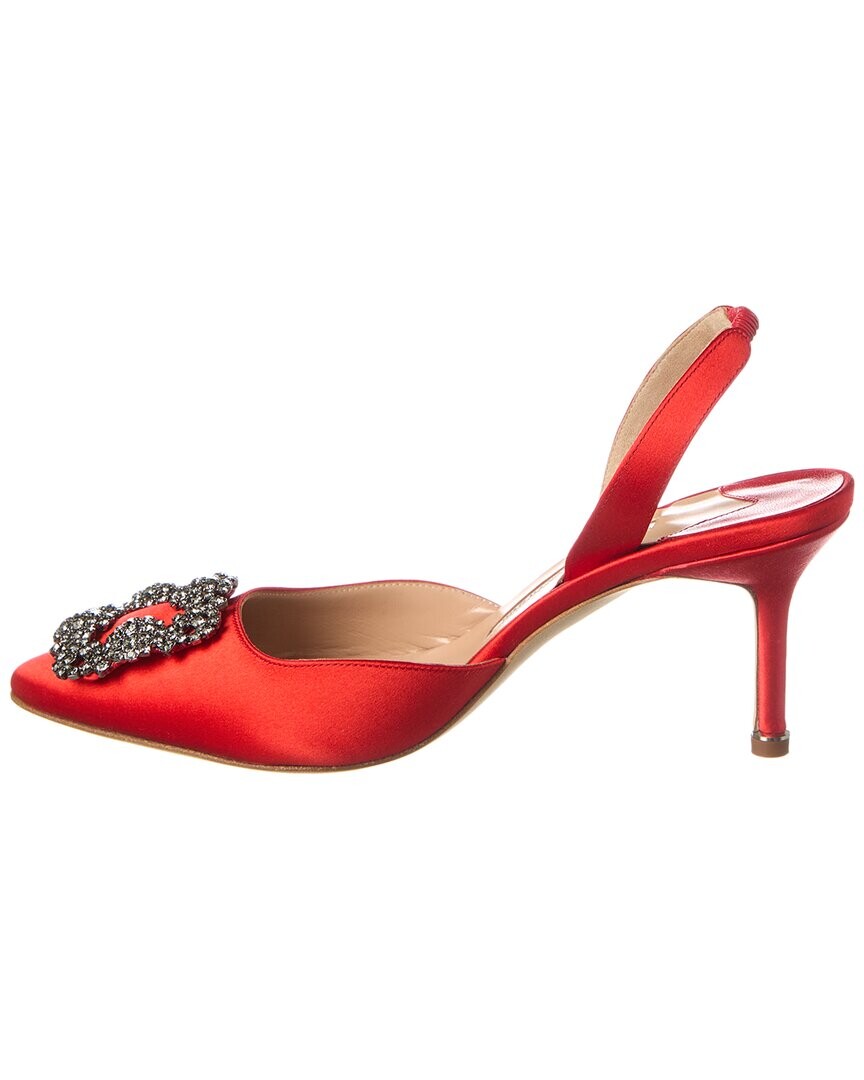 Manolo Blahnik Атласные туфли Hangisli 70 с пяткой на пятке, красный
