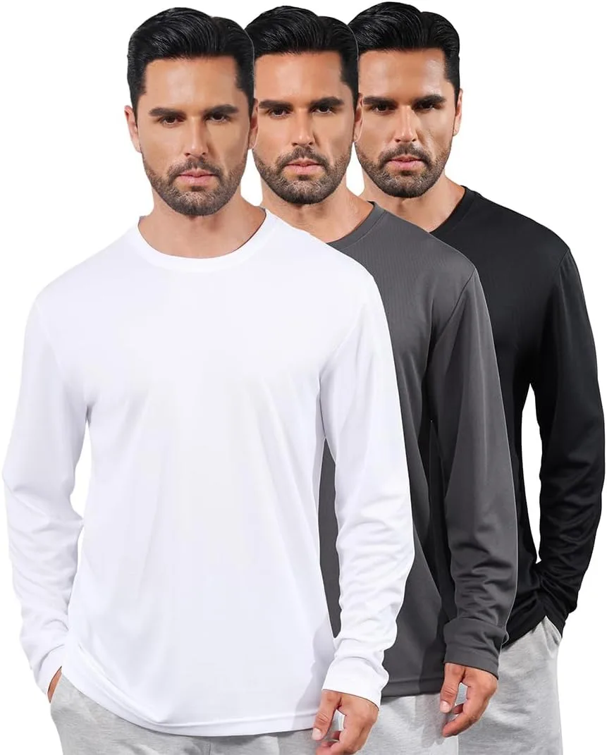 

3 футболки с длинным рукавом для мужчин, быстросохнущие, с защитой от солнца FFLDBN