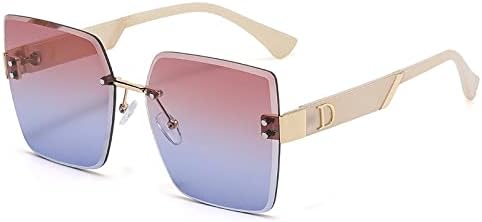 

Коричнево-черные солнцезащитные очки, женские аксессуары, женские солнцезащитные очки с металлическими градиентными линзами, женские солнцезащитные очки без оправы MTZJH, F