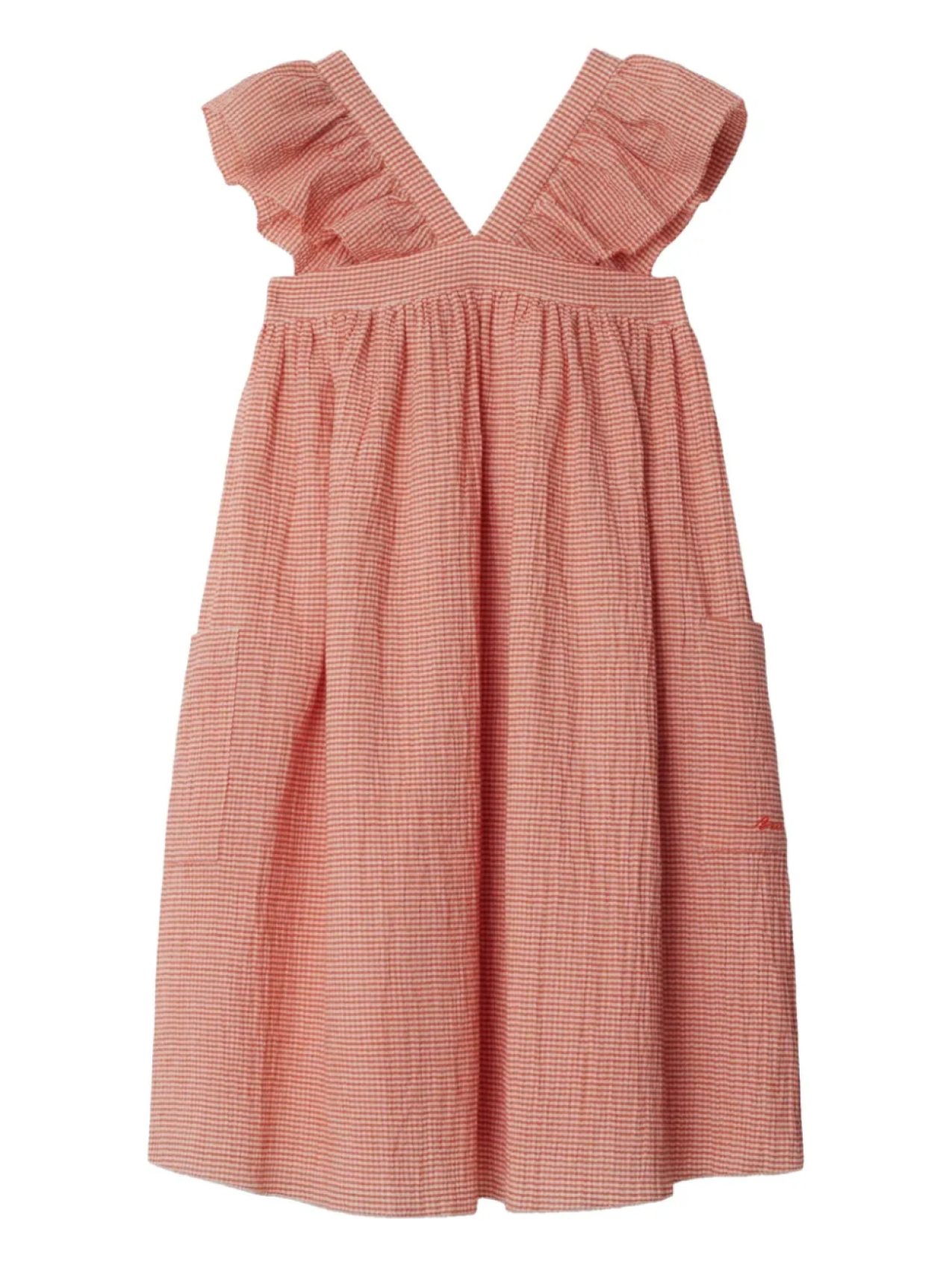 

Платье в клетку гингем Burberry Kids, оранжевый