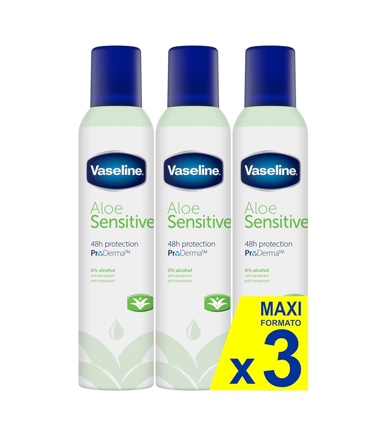 Дезодорант-антиперспирант Vaseline Aloe Sensitive 48h, 250 мл, 3 шт. Vaseline