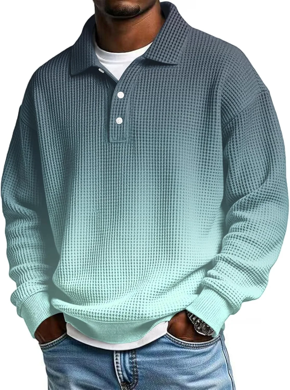 

Футболка-поло Waffle Long Sleeve для мужчин Big and Tall Heavyweight Loose Fit