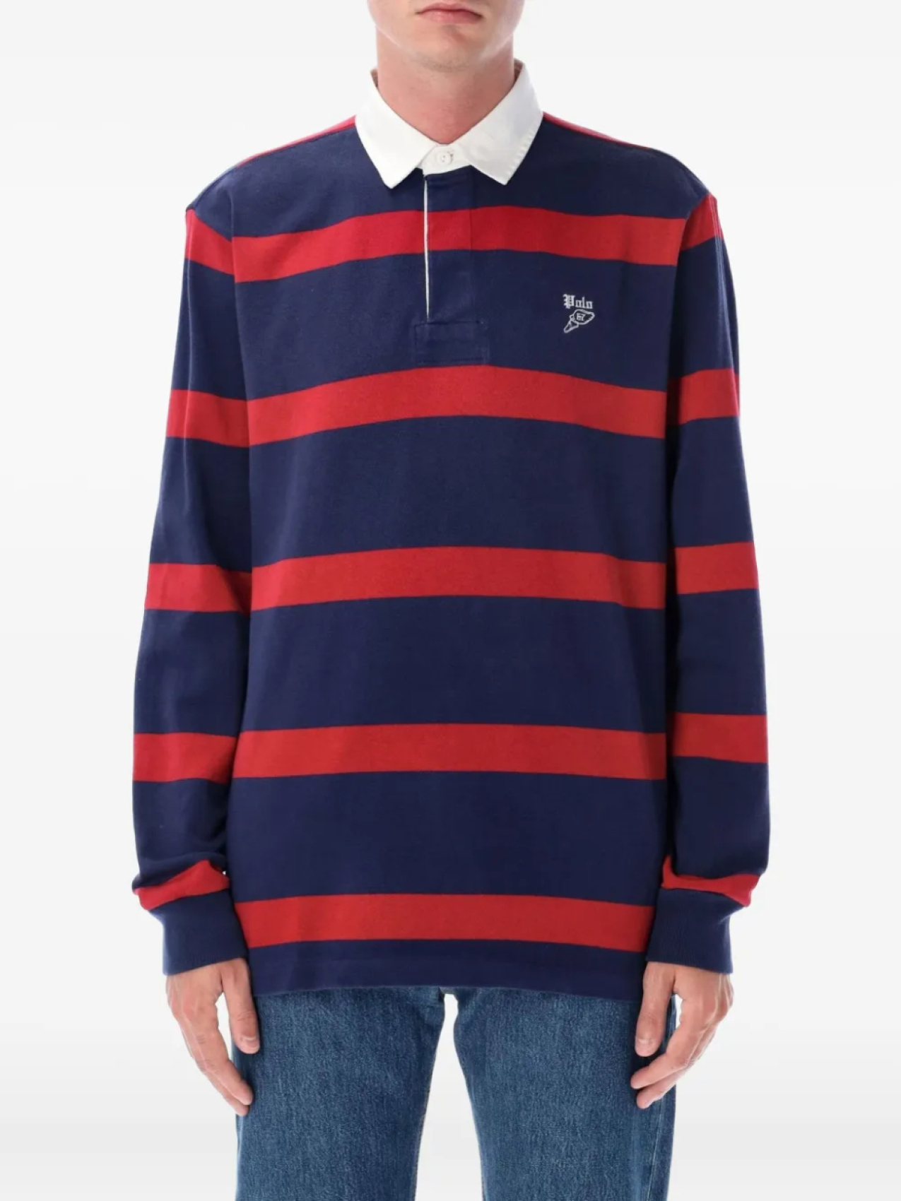 

Рубашка поло Polo Ralph Lauren в полоску регби, синий