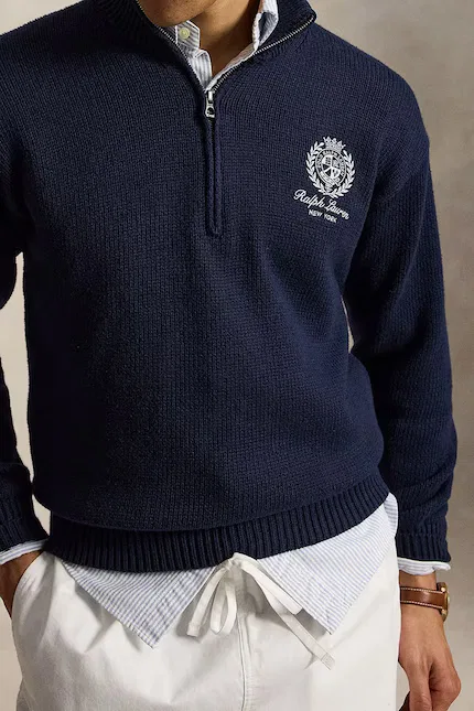Свитер с полугольфом Polo Ralph Lauren, синий — фото 4