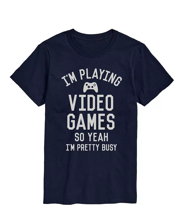 

Мужская футболка с коротким рукавом "Playing Video Games So Ya I'm Busy" AIRWAVES, синий