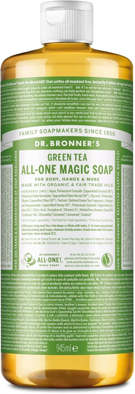 Натуральное жидкое мыло 18-в-1 Dr. Bronner's, зеленый чай, 945 мл Dr. Bronner'S