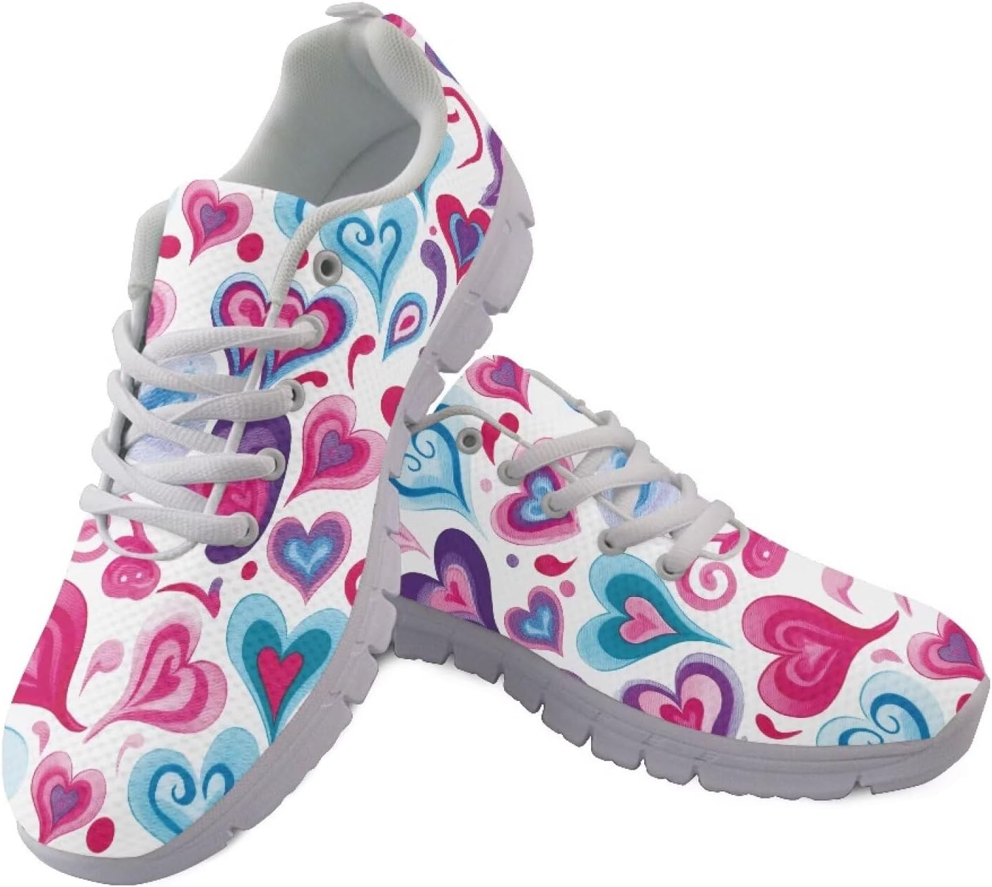 

Кроссовки POLERO Camo для бега и прогулок для мужчин и женщин с шнуровкой, легкие, размеры US5-12, Colorful Hearts